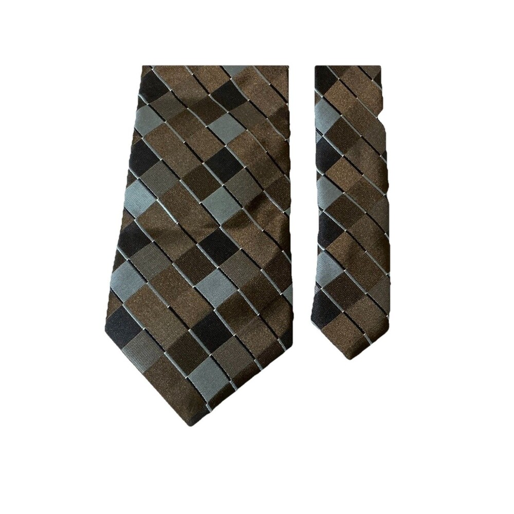 Van Heusen Blue Brown Weave Pattern Tie 49” L 3” W Stain Resistant